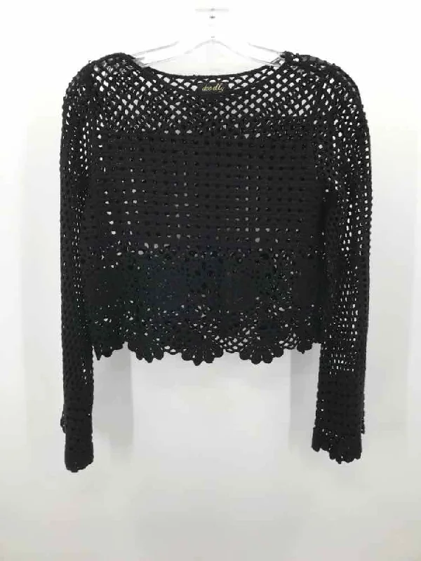 Pre-Owned Dee Elle Black Size Small Sweater Hooded Sweater Collared Sweater Shawl Collar