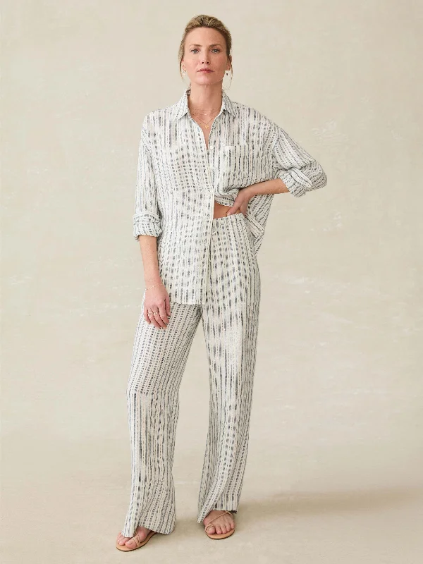 Laidback Linen Pant - Oceanside Stripe Lightweight Jogger Pants