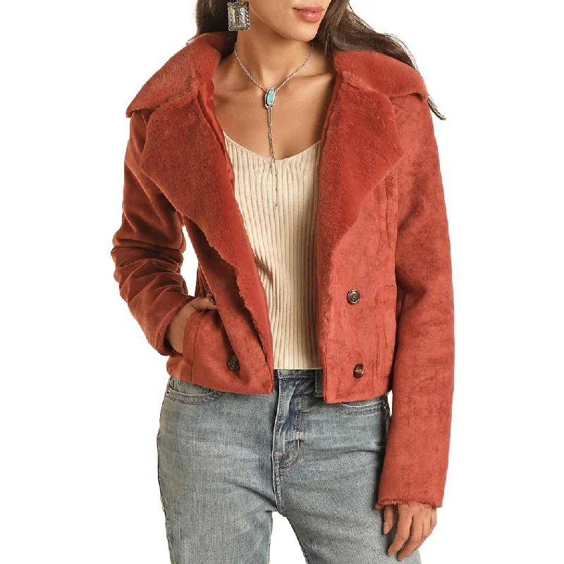 Rock & Roll Cowgirl Women's Faux Suede Jacket Striped Jacket Polka Dot Jacket Floral Jacket
