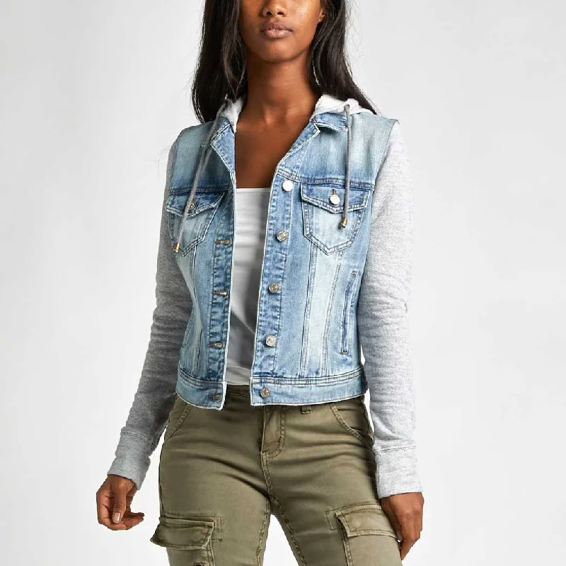 Silver Jeans Women's Stirling Hoodie Jean Jacket Tailored Jacket Straight Jacket A-Line Jacket Silver Jeans Women's Stirling Hoodie Jean Jacket Tailored Jacket Straight Jacket A-Line Jacket