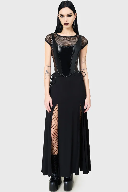 Hellverina Split Maxi Skirt wool skirt warm
