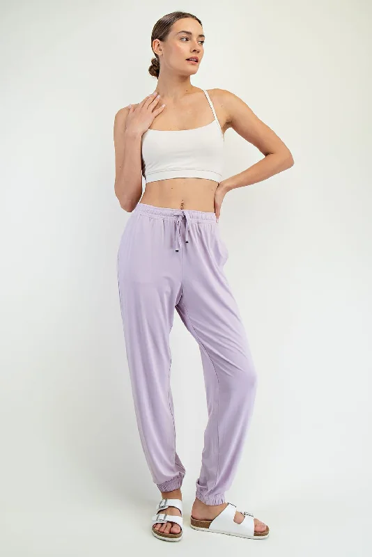 Lavender Drawstring Jogger Pants Trendy Work Pants