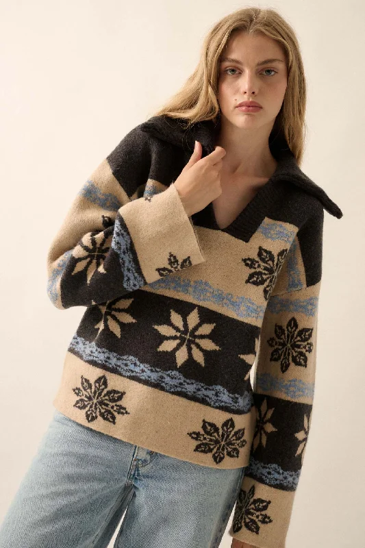 Cross-Country Collared Alpine Knit Sweater Layered Multi-layer Single Layer
