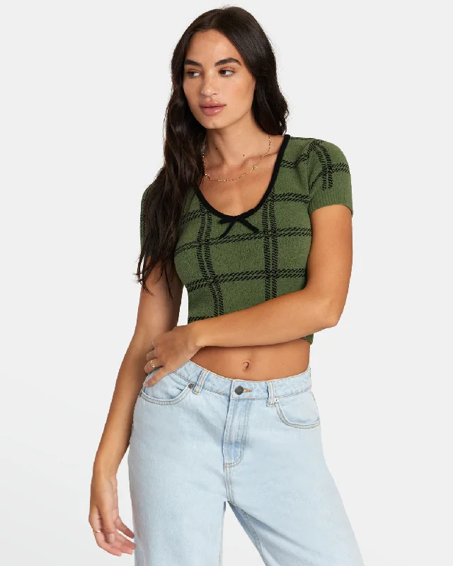 Betty Sweater - Leaf Denim Fabric Leather Fabric Suede Fabric