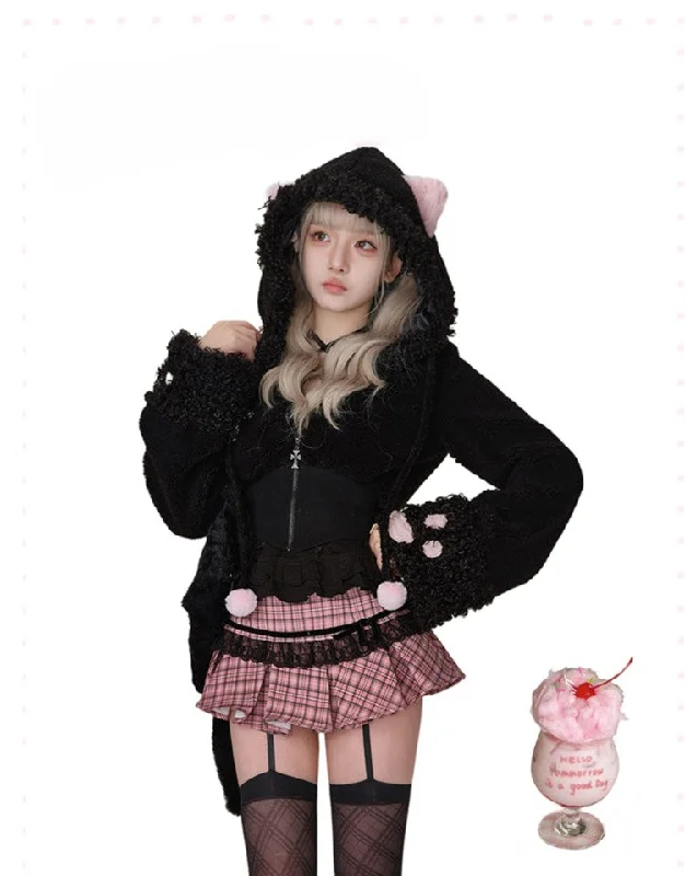 Kitten Short Lambswool Jacket/Petite Pleated Skirt/Black Lace Camisole SER0109 Faux Fur Jacket Real Fur Jacket Shearling Jacket Kitten Short Lambswool Jacket/Petite Pleated Skirt/Black Lace Camisole SER0109 Faux Fur Jacket Real Fur Jacket Shearling Jacket