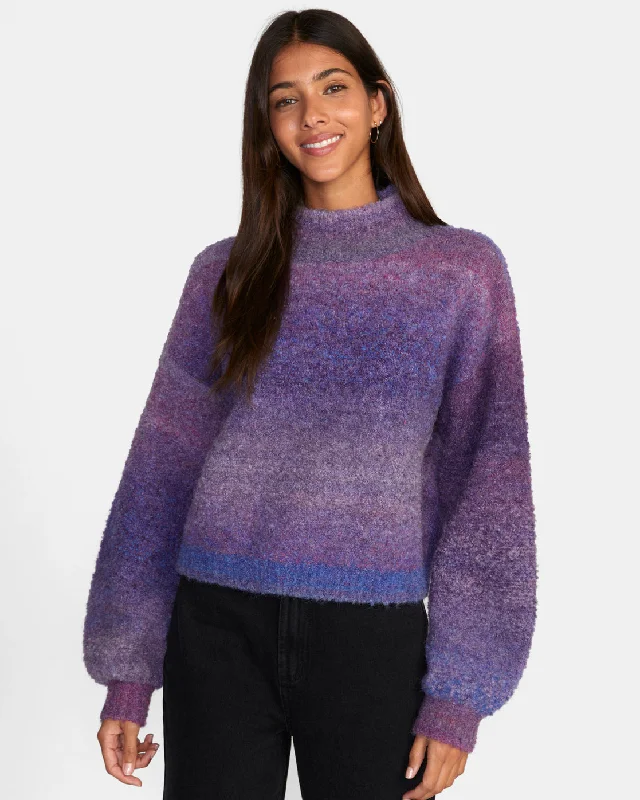 Dream Cycle Turtleneck Sweater - Lavender Beaded Sweater Sequined Faux Fur