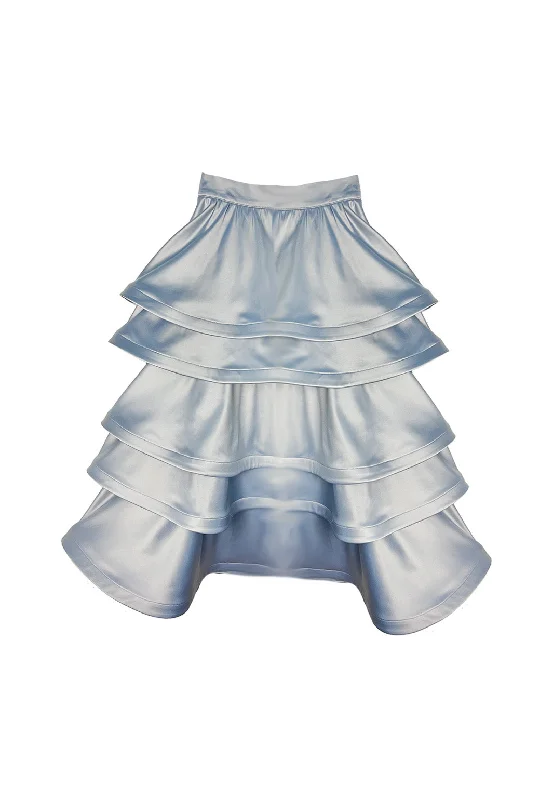 MIDI Teagan Skirt -Sterling Cotton Sateen elastic waist skirt