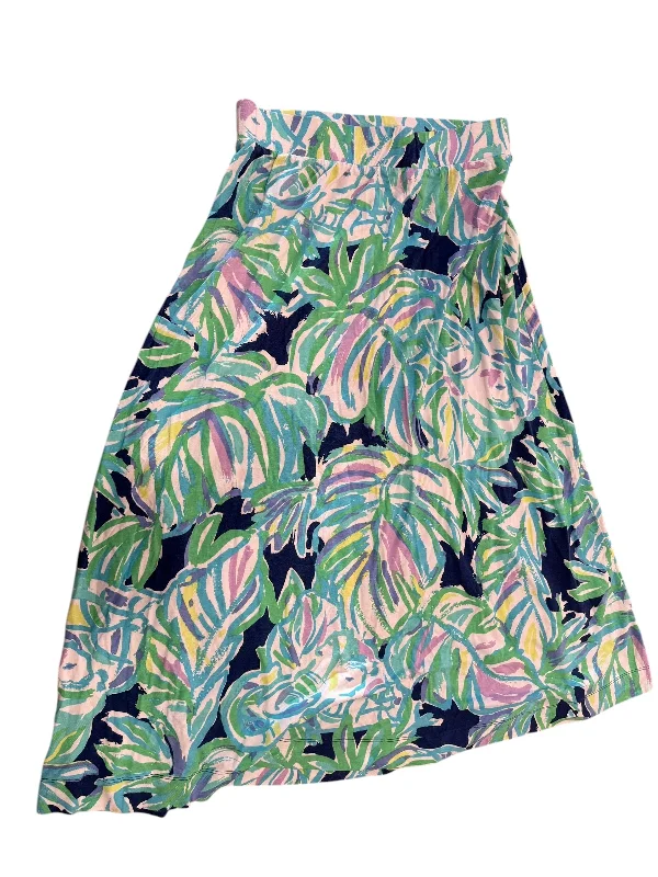 Skirt Designer By Lilly Pulitzer In Green & Purple, Size: Xs linen skirt relaxed