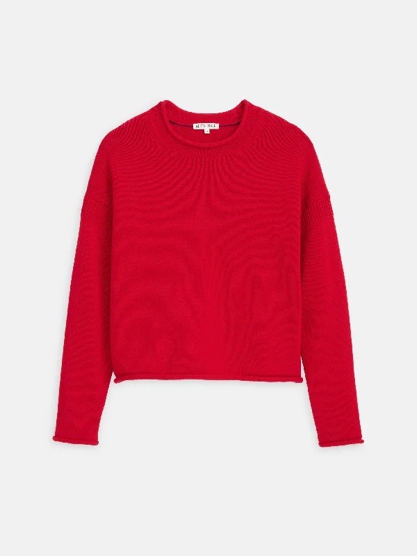 Mariner Rollneck Sweater In Cotton Toggled Drawstring Belted