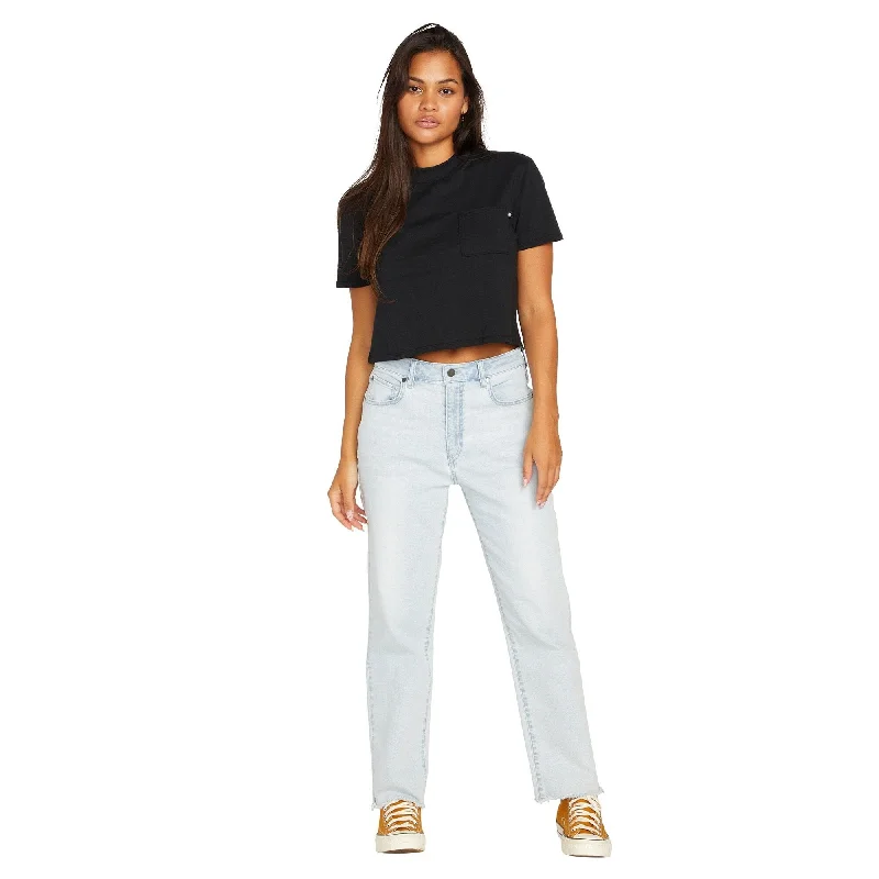 VOLCOM Women's Stone Step High Rise Pants Allover Stone Light Chic Faux Leather Pants
