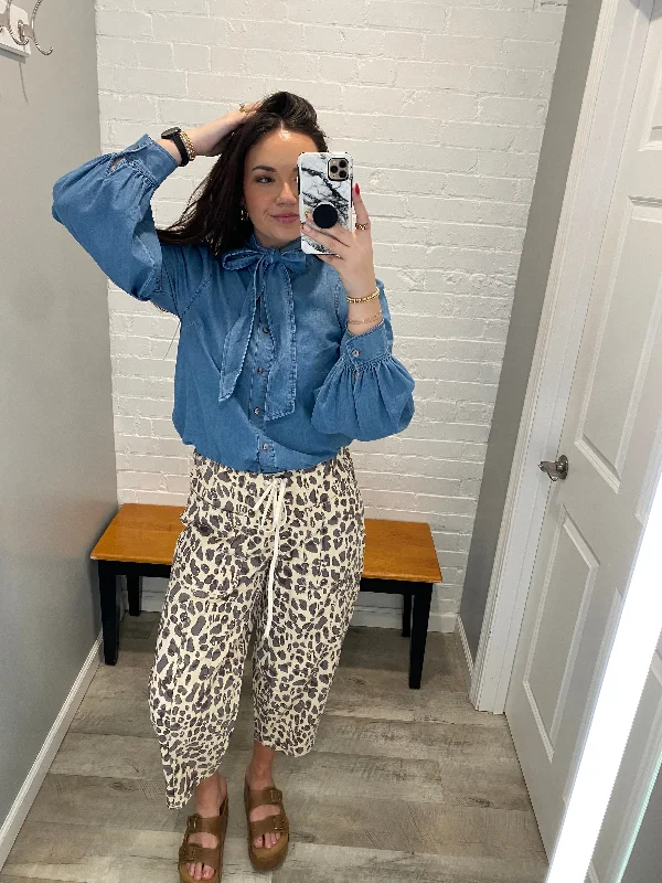 Leopard Print Barrel Pant Chic Checkered Pants