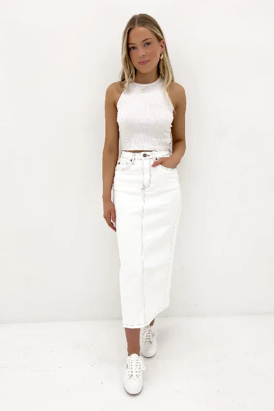 Ray Comfort Maxi Skirt Vintage White leather skirt sleek