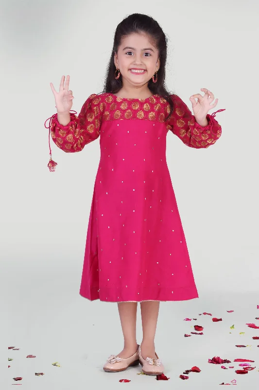 Girls Fuchsia Party Dress For Girls Tunics Trendy modern