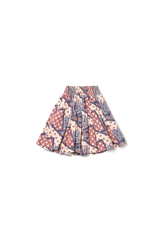 Smocked MINI Skirt - Indigo Circles patchwork skirt art
