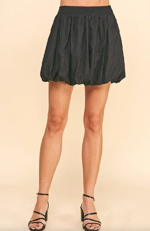 Camille Bubble Hem Mini Skirt leather skirt bold