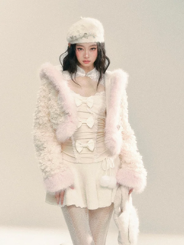 Fur Hooded Short Jacket DIA0282 Quilted Jacket Puffer Jacket Insulated Jacket