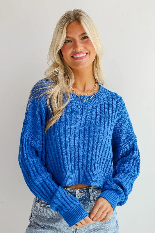 FINAL SALE - Standout Sophistication Cobalt Sweater Nylon Fabric Polyester Fabric Spandex Fabric
