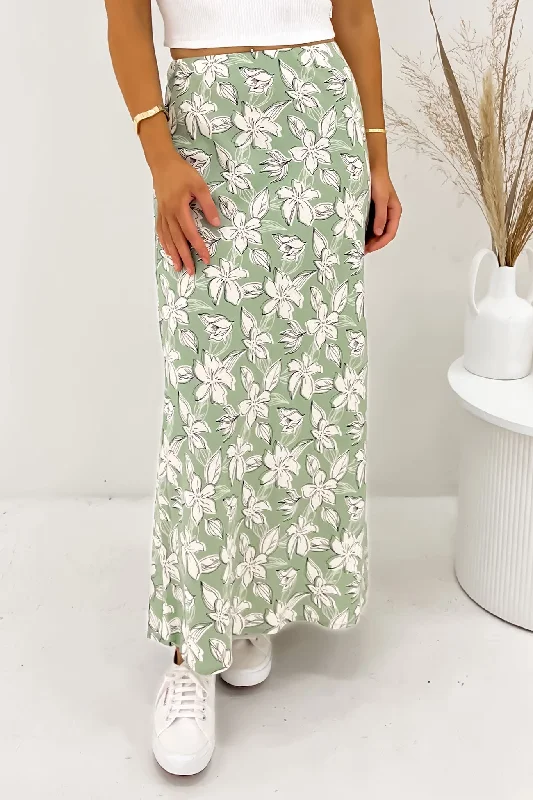 Eden Maxi Skirt Sage denim skirt stylish