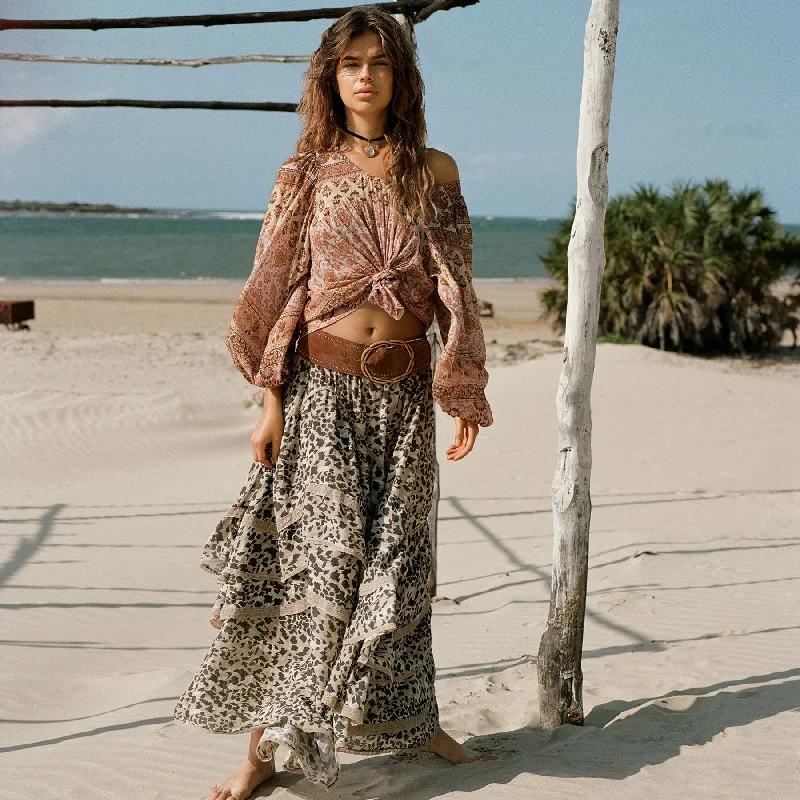 Belle Mare Ruffle Maxi Skirt lace skirt intricate