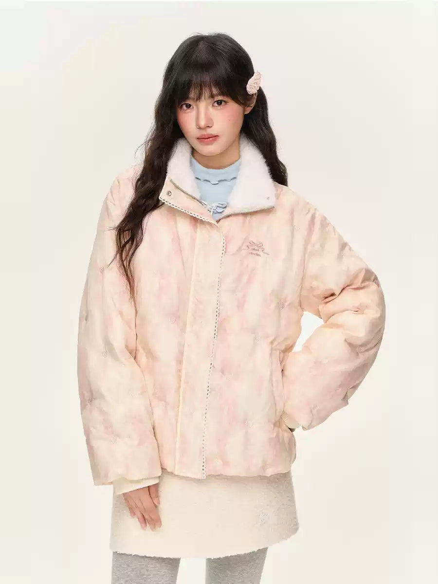 Casual Gradient Contrast Embroidered Down Jacket NTO0161 Wool Jacket Cashmere Jacket Tweed Jacket