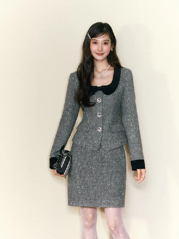 Contrast Doll Collar Waist Jacket/High Waist Suit Skirt UND0102 Notch Collar Peter Pan Collar Cowl Neck Contrast Doll Collar Waist Jacket/High Waist Suit Skirt UND0102 Notch Collar Peter Pan Collar Cowl Neck
