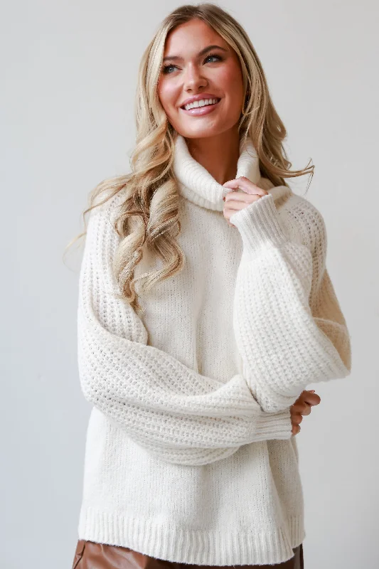 FINAL SALE - Endlessly Cozy Ivory Turtleneck Oversized Sweater Long Sweater Short Sweater Cropped Sweater
