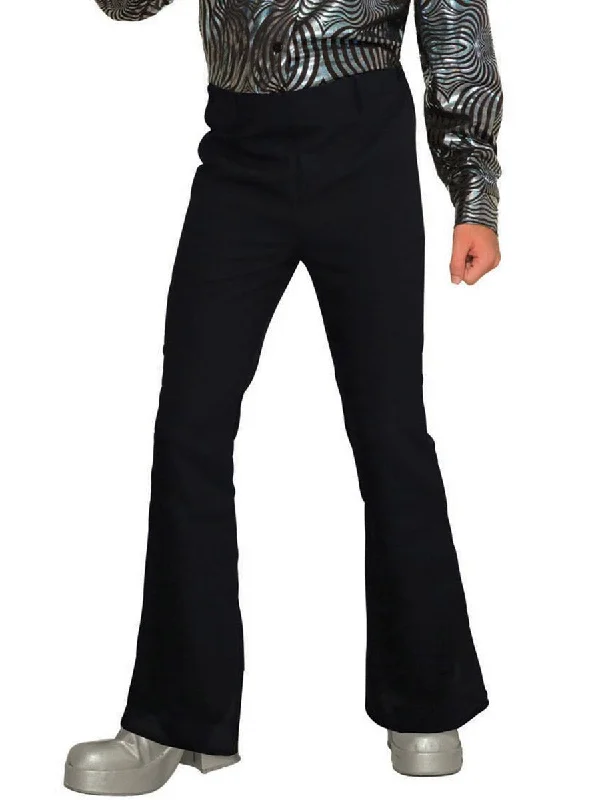 Disco Mens Black Flared 1970s Costume Pants Casual Sweatpants Style