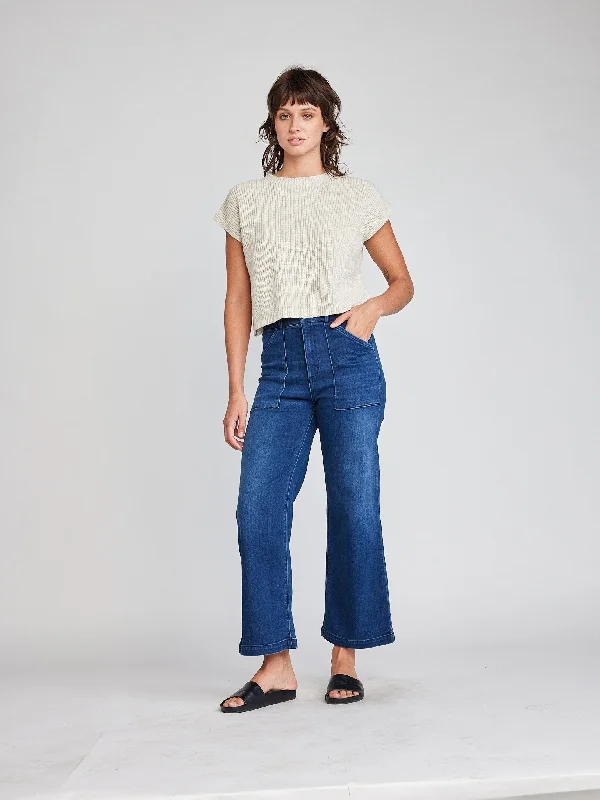 Aria Hi-Waist Denim Pants High-Waist Jogger Pants