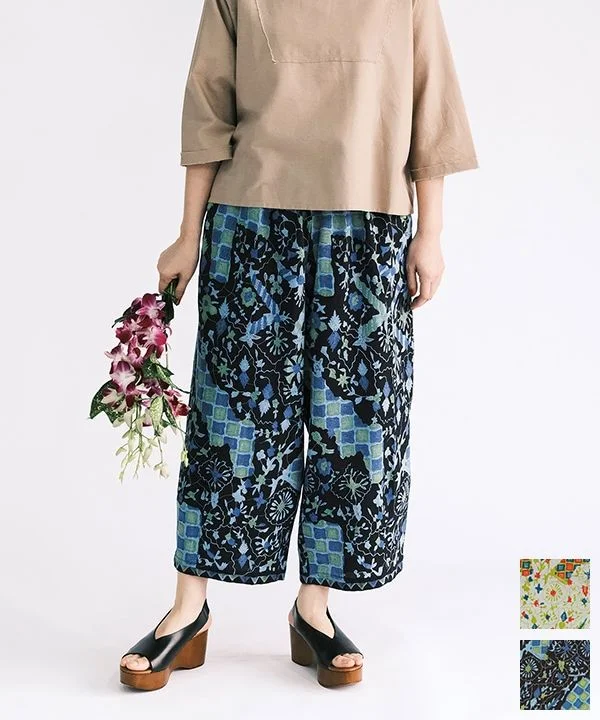 Antique Batik Print Rough Pants 25S445 [Expected to arrive in March]. Lightweight Linen Pants