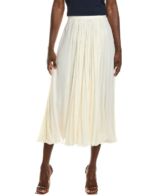 Oscar de la Renta Pleated Silk A-Line Skirt leather skirt sleek