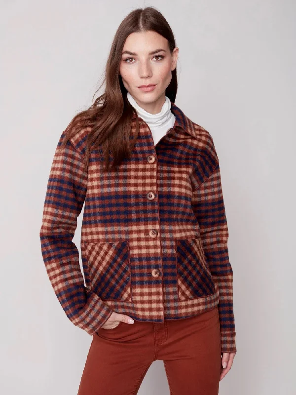 Plaid Reversible Short Jacket Fleece Jacket Down Jacket Feather Jacket