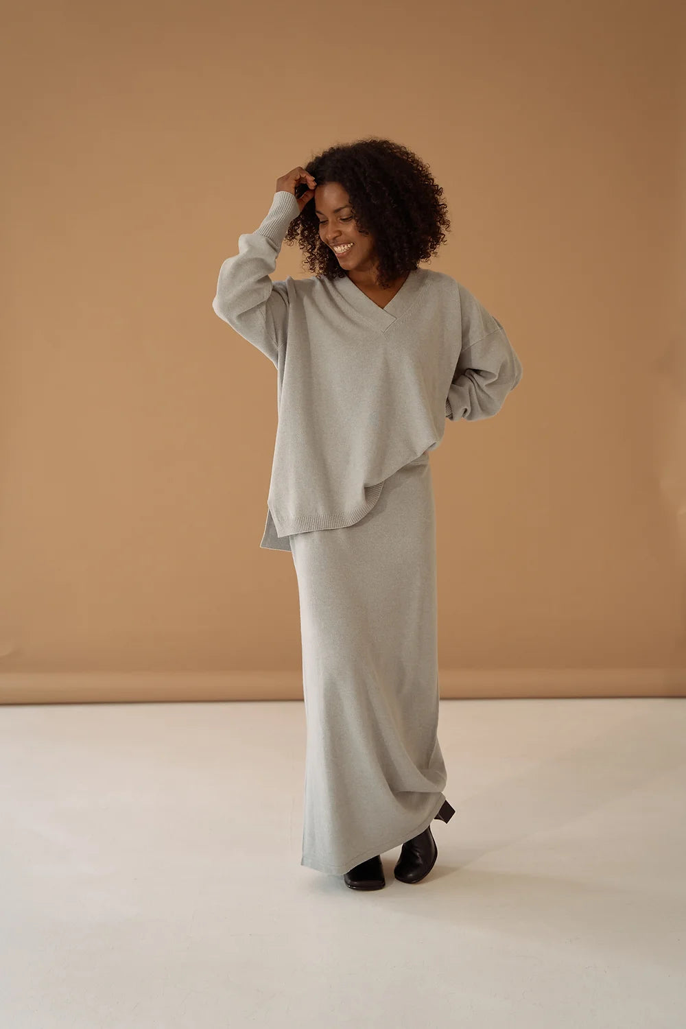Grey Melange Maxi Skirt Cashmere Wool cashmere skirt soft