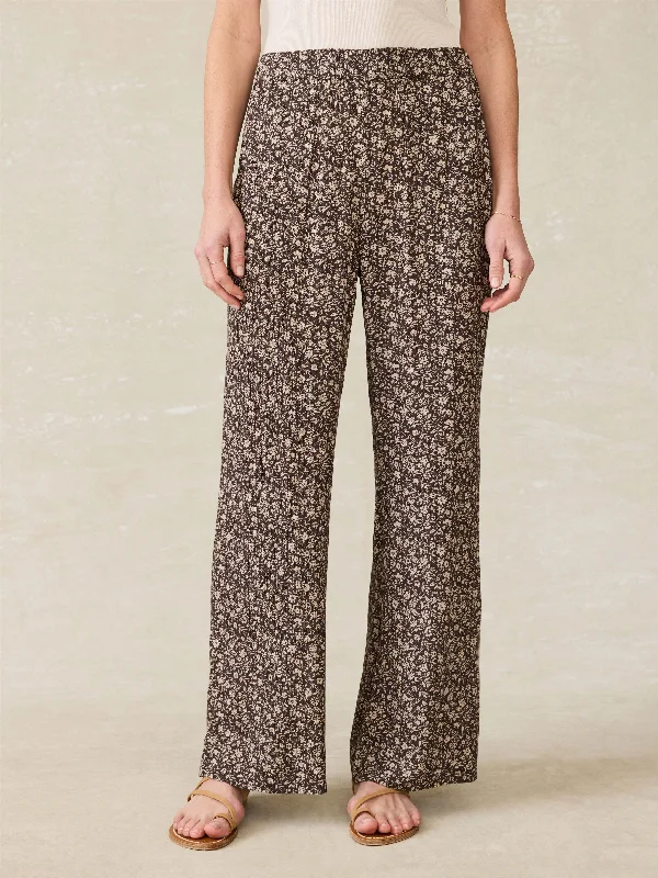 Cabana Pant - Charcoal Woodstock Floral Elegant High-Waist Pants