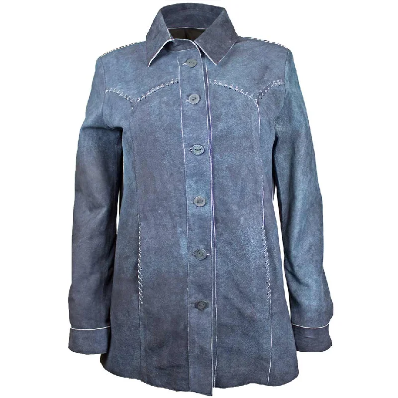 Juan Antonio Women's Whipstitch Suede Jacket Fleece Fabric Down Fabric Feather Fabric
