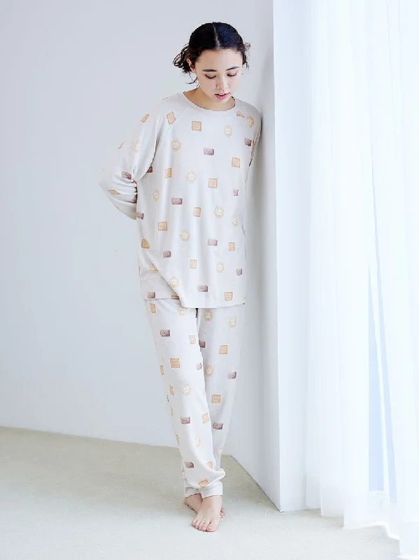 Biscuit Pattern Waffle Pajama Pants Cozy Lounge Pants