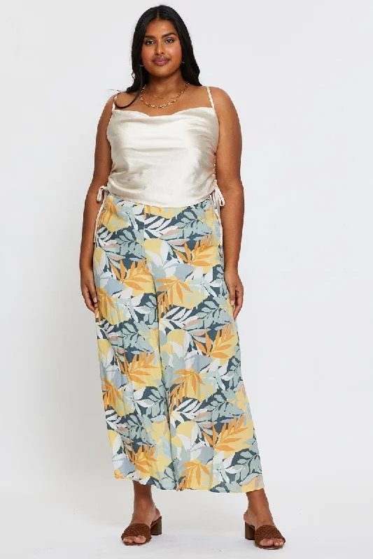 Print Wide Leg Pants High Rise Comfortable Fleece Pants