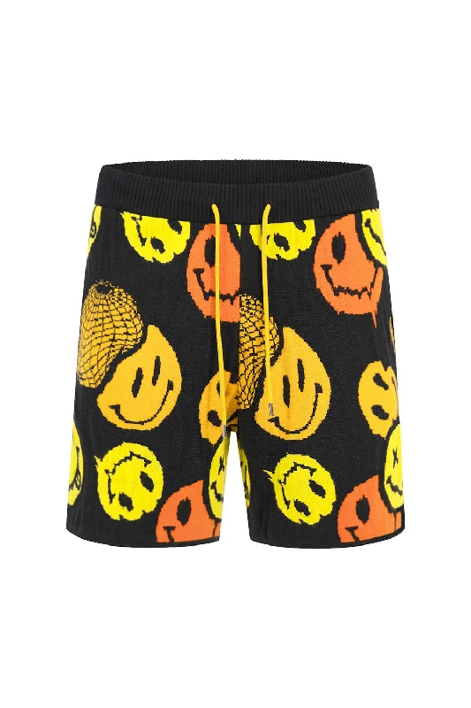 Men's Smiley Sweater Shorts Chenille Fabric Brocade Fabric Lace Fabric