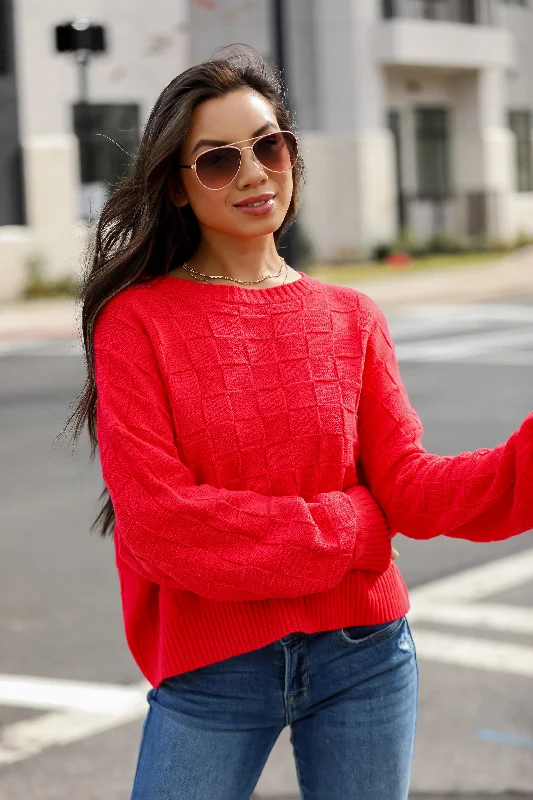 FINAL SALE - Caroline Checkered Knit Sweater - DOORBUSTER Tailored Straight A-Line
