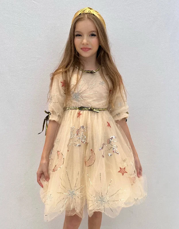 Golden Star Party Dress Tunics Long Elegant