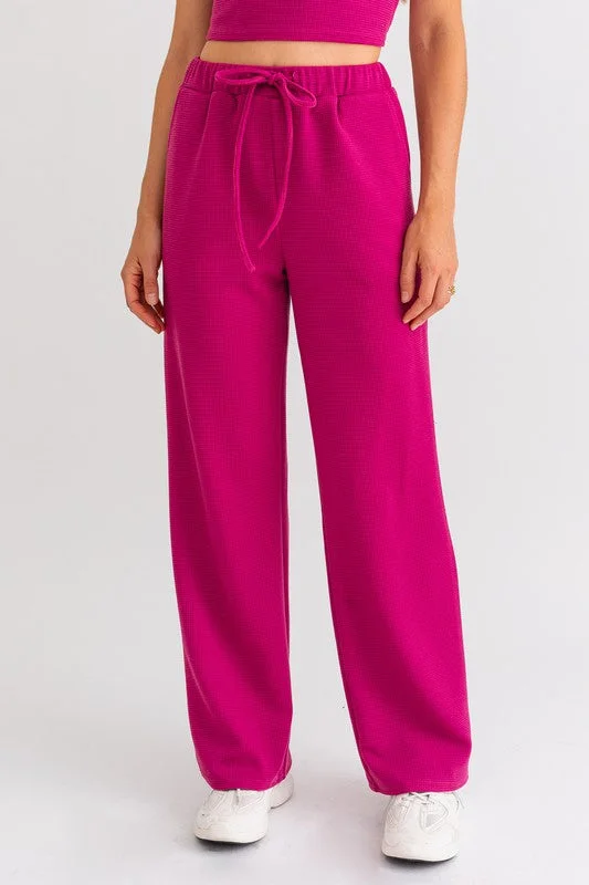 Berry Blaze Waffle Knit Thermal Pants - Medium - Final Sale Slim-Fit Khaki Pants