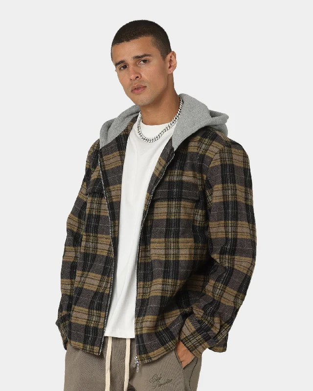 Club Paradise Flannel Jacket Plaid Tiered Jacket Buttoned Jacket Zippered Jacket