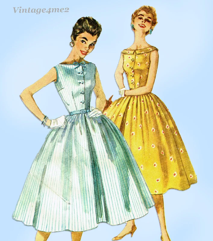Simplicity 1191: 1950s Misses Sleeveless Party Dress Vintage Sewing Pattern sweetheart Neckline Romantic