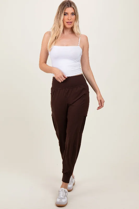 Dark Mocha Cargo Pocket Jogger Pants Comfy Athletic Pants