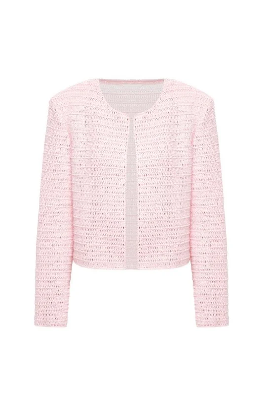 LIGHT PINK LINEN KNITTED JACKET Satin Jacket Silk Jacket Chiffon Jacket