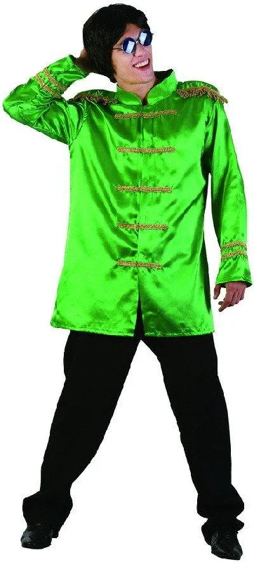 Rock-star Pop Star Green Jacket Costume 60s 70s Fancy Dress Outfit Welt Pockets Slit Pockets Flap Pockets