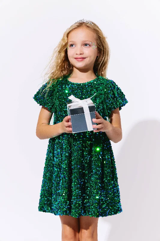 Emerald Shimmer Party Dress empire Waist empire