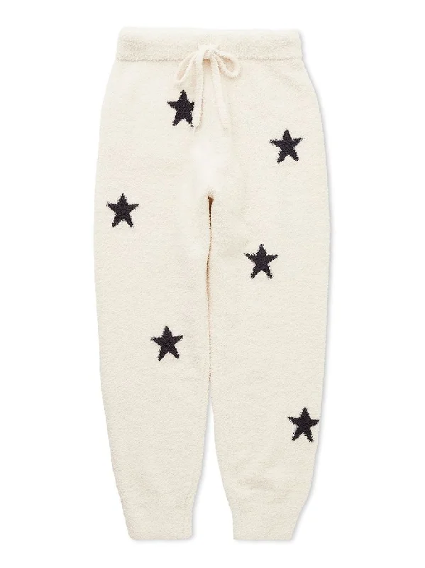 Powder Star Jacquard Lounge Pants Stylish Elastic Waist Pants