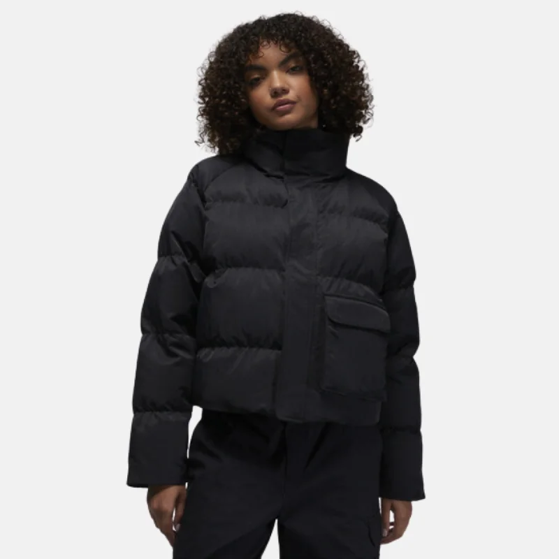 Air Jordan Flight Women's Black Puffer Jacket Jacket Blazer Coat