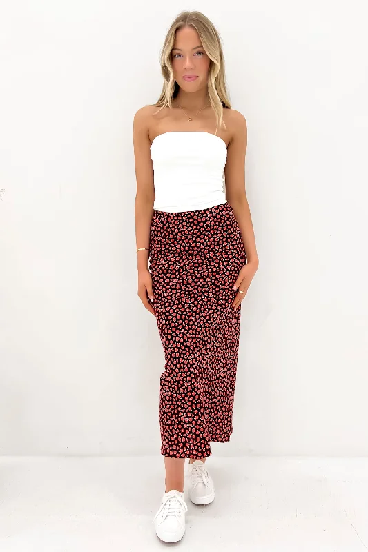 Lana Maxi Skirt Red patchwork skirt art