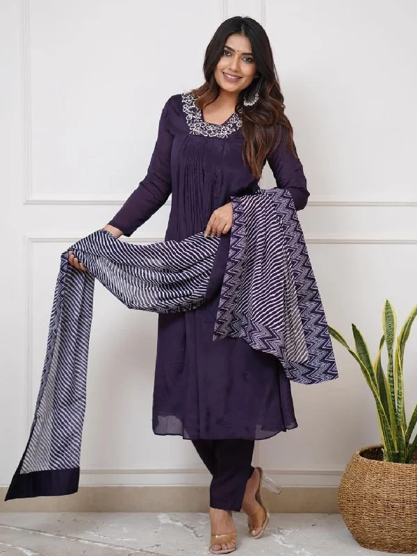 Blue Attractive Looking Pant Suit With Designer Embroidery Printed Work Cozy Maternity Pants